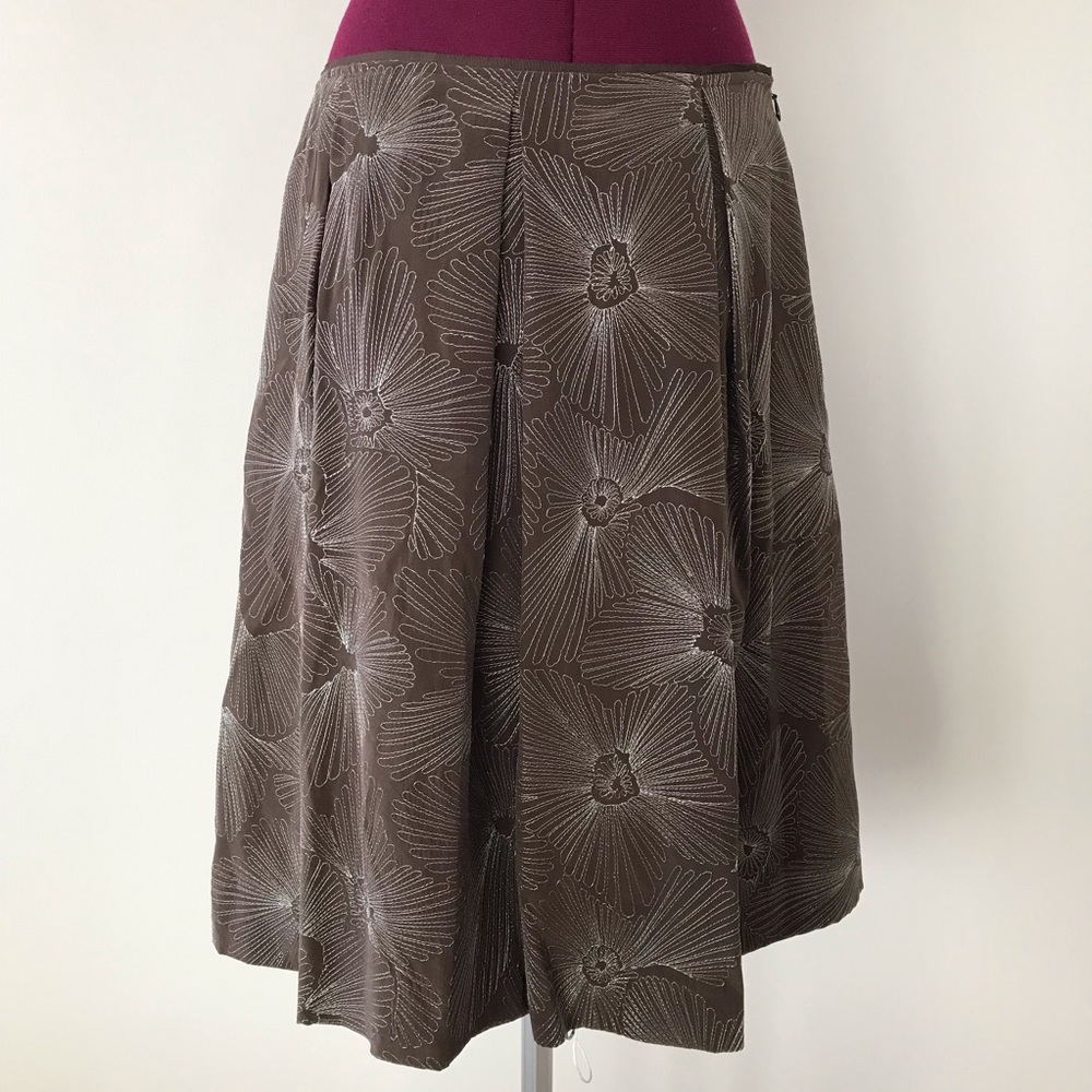 Talbots Brown Floral Silk Skirt